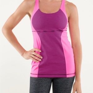 Lululemon Emery Stash N Run Tank Top Built in Bra Women's Size 6 EUC Purple Pink